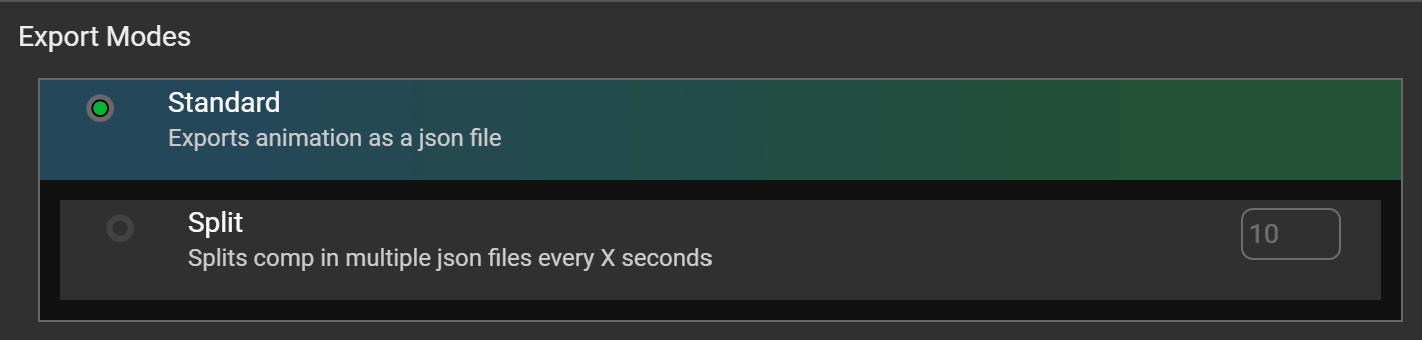 Export settings