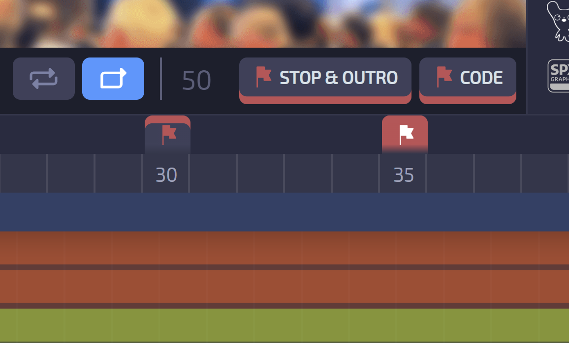 Screenshot of normal and outro frame actions
